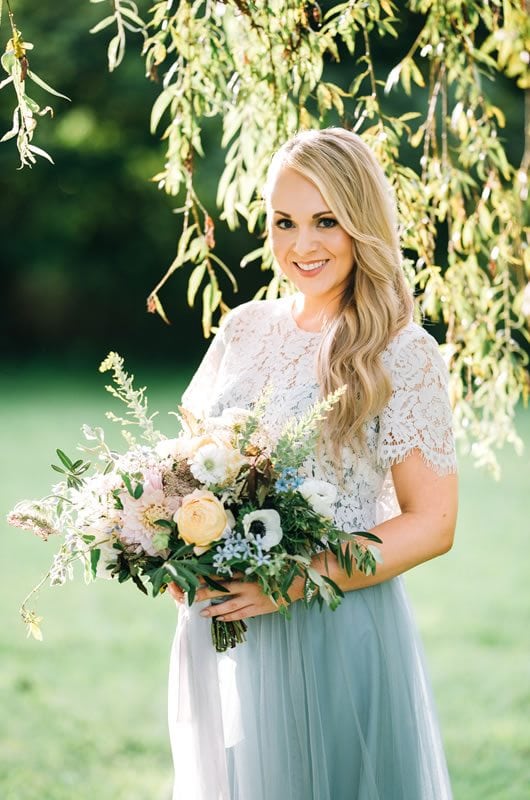 Blue Wedding Details Inspiration Bride With Bouquet | Southern Bride