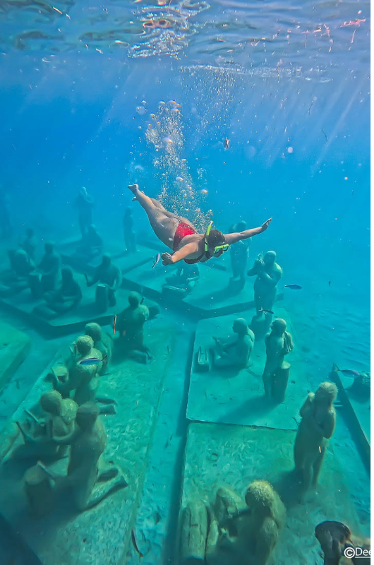 st maarten caribbeans wedding destination underwater museum person diving