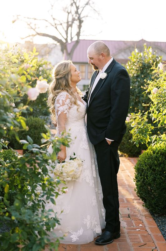 Jennifer Bremer And Dustin Owen Marry In Round Rock Texas gazing at each other